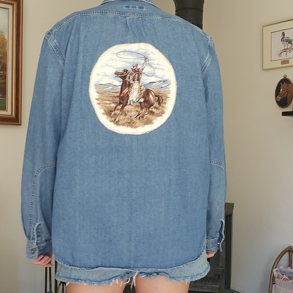 Hand Crafted Jackets & Blazers - Patchwork Western Denin Buttonup Shirt